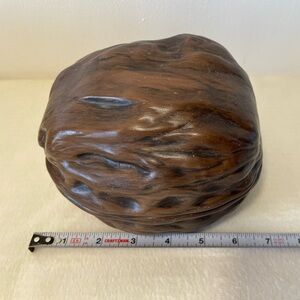VTG Hand Painted  1973 Ceramic Lidded Walnut Candy, Mixed Nuts  Dish Signed J.G
